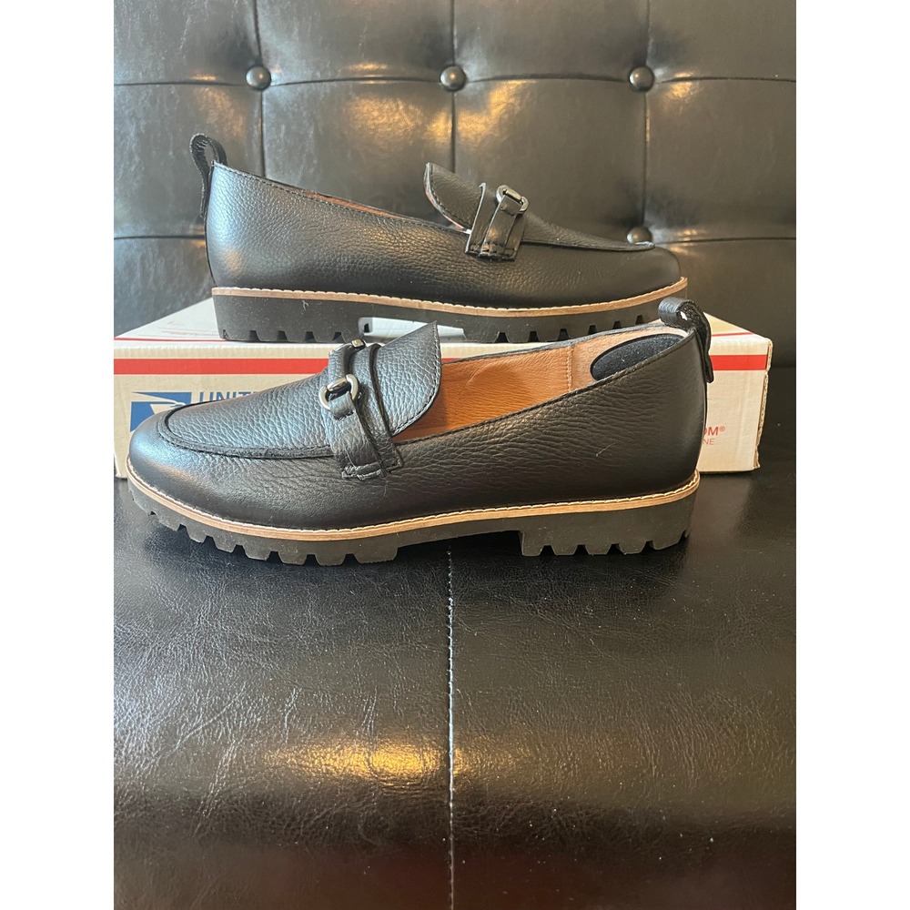 Gentle Souls Kenneth Cole Eugene Lug Bit Black Pebbled‎ Leather Loafers 8M